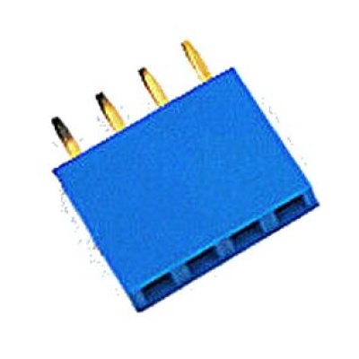 Pin header female pinsocket 1x4-pin 2.54mm pitch blauw